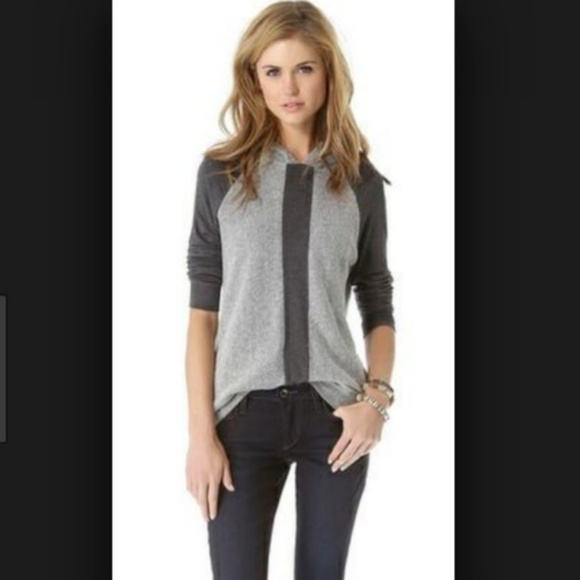 Anthropologie Bella Luxx Gray Hooded  L/S Top XS - Picture 2 of 8